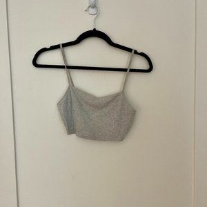 Joah Brown square neck tank bra - gray rib size M/L